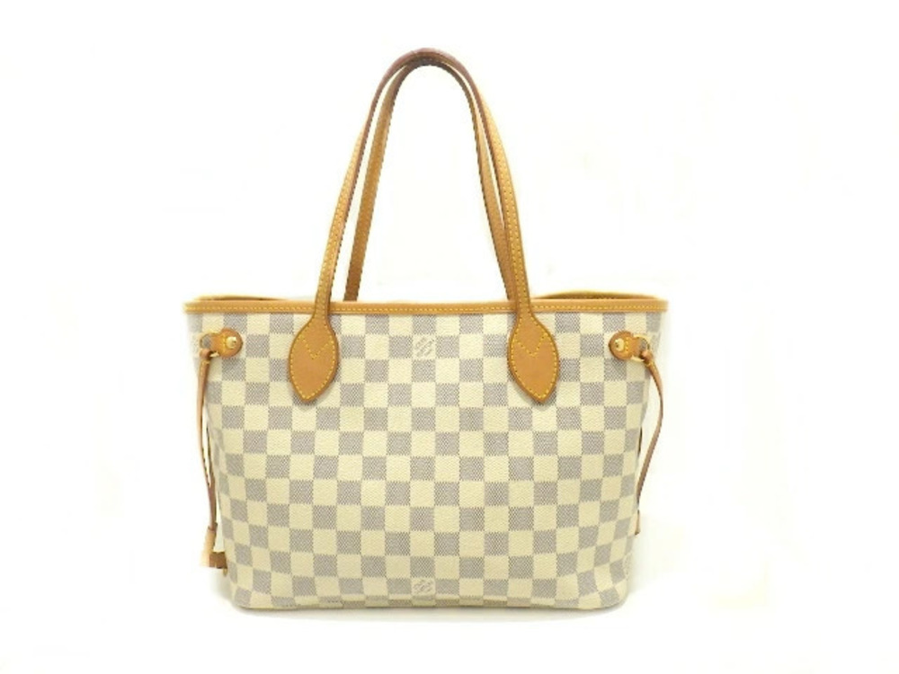 LOUIS VUITTON Neverfull Tote Bag Damier Azur White